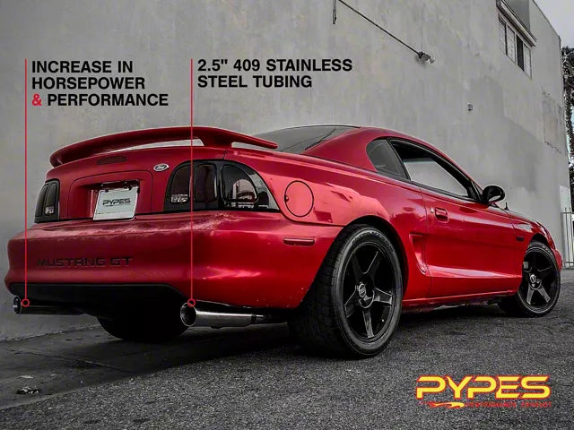 Pypes Pype-Bomb Cat-Back Exhaust System with Polished Tips (1986 Mustang GT; 86-93 Mustang LX; 94-04 Mustang GT, Bullitt, Mach 1)